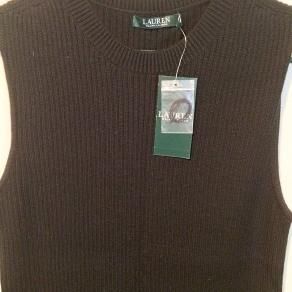 LRL women's L sleeveless stretchy 100% wool pullover sweater vest - Picture 2 of 5